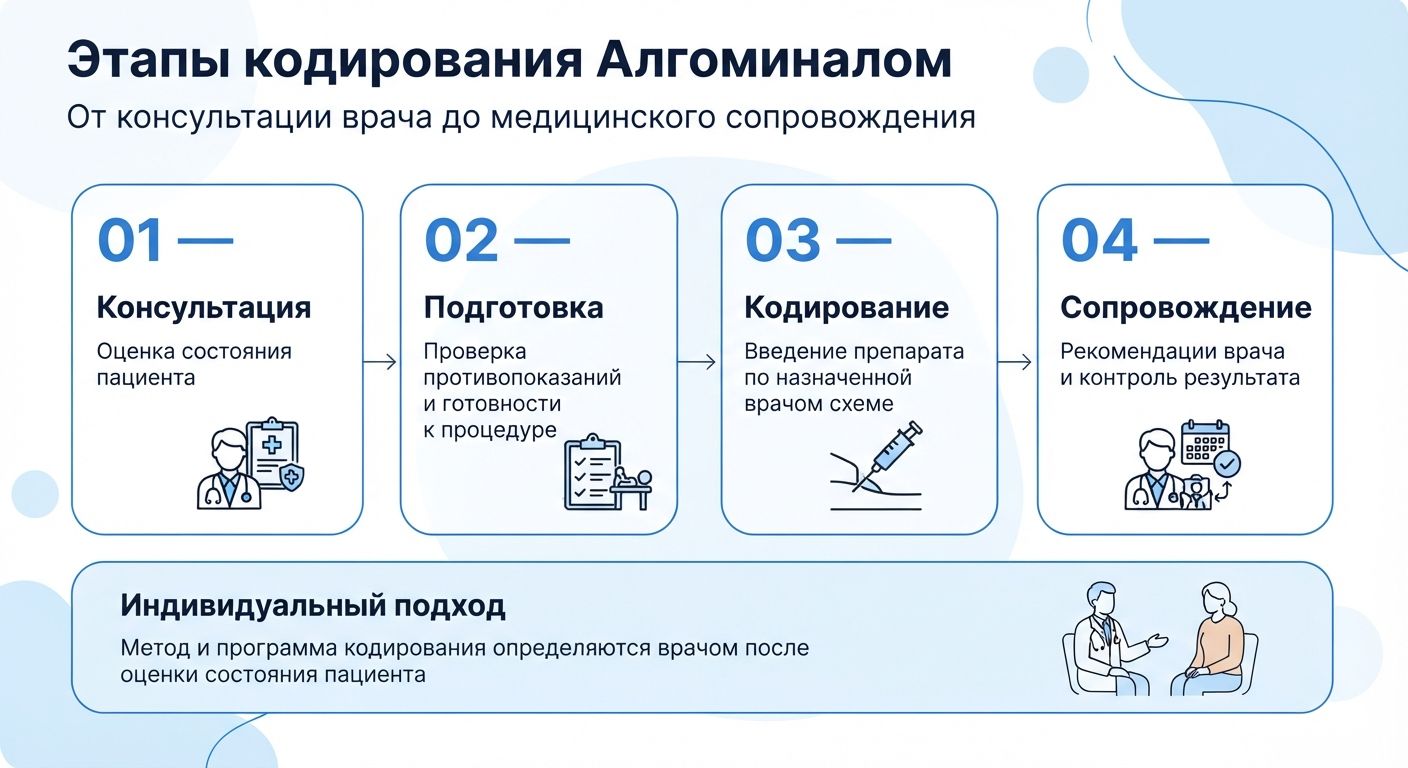 Кодирование препаратом «Алгоминал» в Железнодорожном инфографика